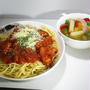 スパゲッティミートソースとベーコンアスパラスープ