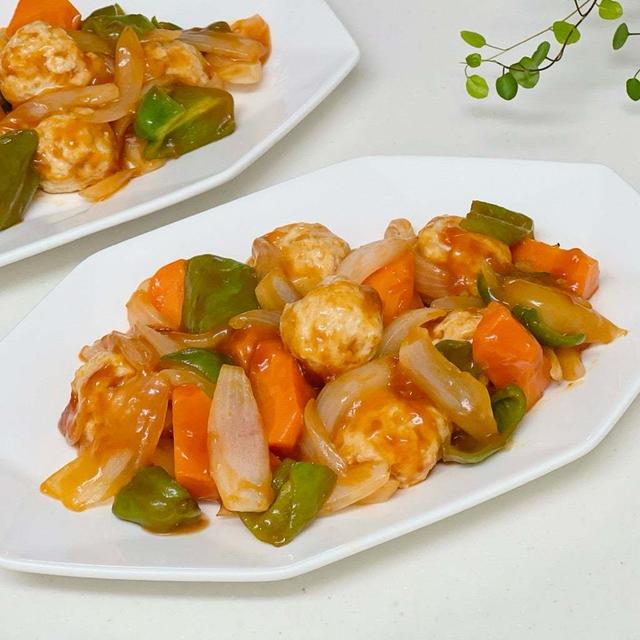 爆速おかずで晩ごはん♪【鶏だんごと野菜の甘酢あん】