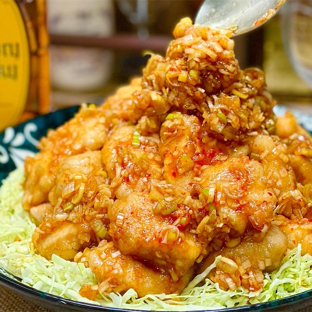 【レシピ】簡単ヘルシー♬鶏むね肉のピリ辛油淋鶏♬