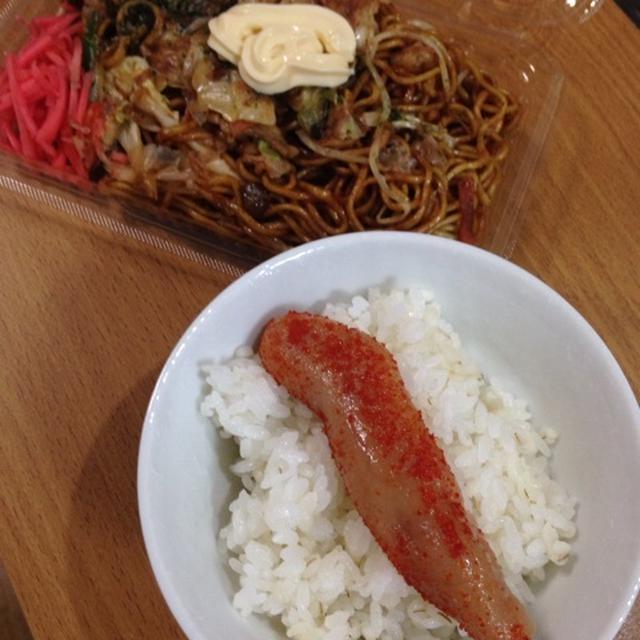 明太子ご飯と焼きそば