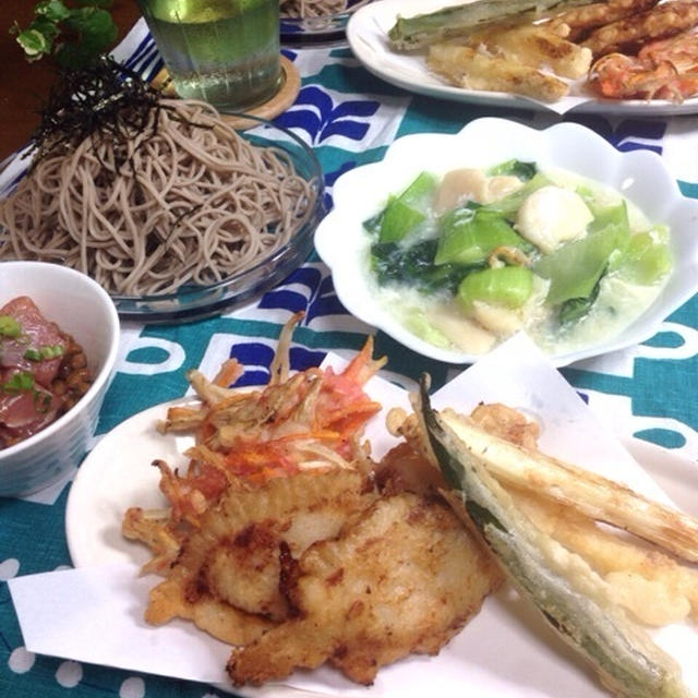 天ぷら蕎麦とマグロ納豆丼♪…試合3日前の献立