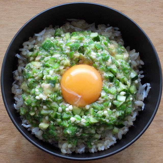 オクラなめろう丼