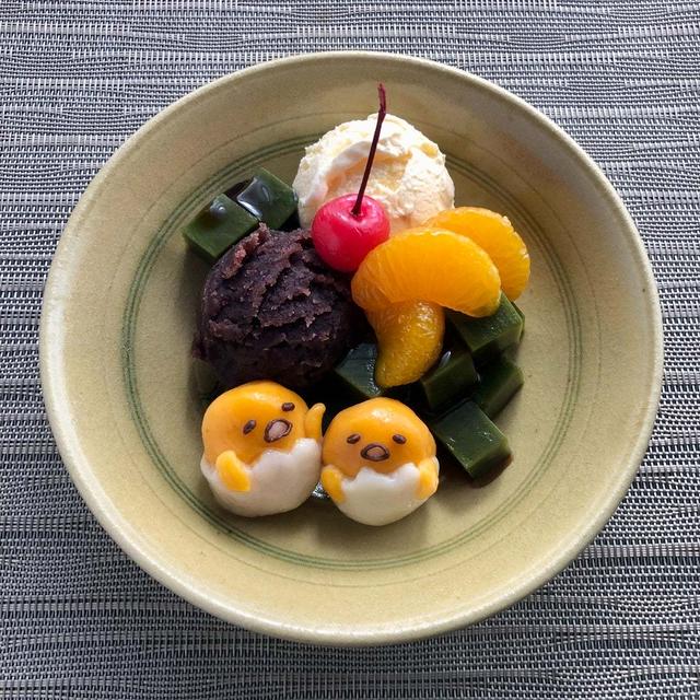抹茶白玉クリームあんみつ・レシピ