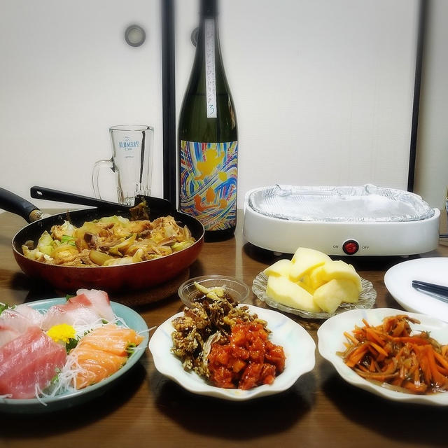 【家飲み/日本酒】 大山 ハイブリッドシナジードリンク3/ 九頭龍 垂れ口 * 味噌とんちゃん 丸幸ホルモン