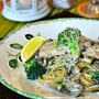 Quinoa Pesto Fettuccine with Grilled Salmon &amp; Broccoli