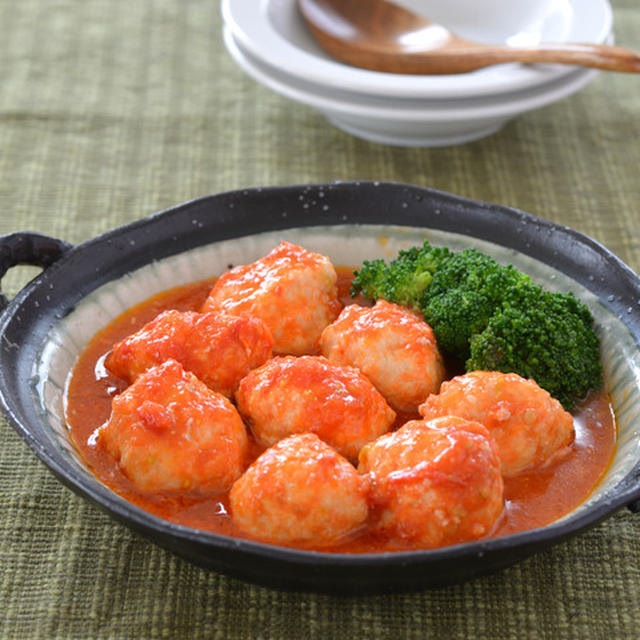 チキンボールのレンジトマト煮。【レンジで6分・加熱はワンステップ】