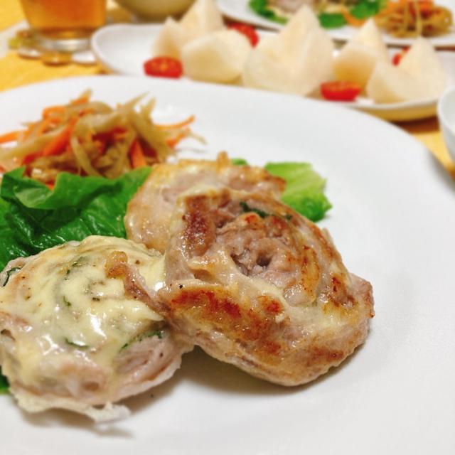 バラ肉のロールステーキの夕ご飯