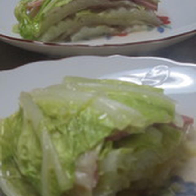 「ベーコンと白菜の重ね蒸し」