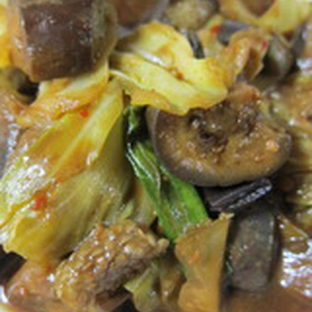 「茄子とキャベツの麻婆炒め」