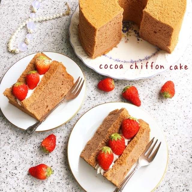 ふんふわ柔らか！ココアシフォンケーキ♡シフォンサンド♡