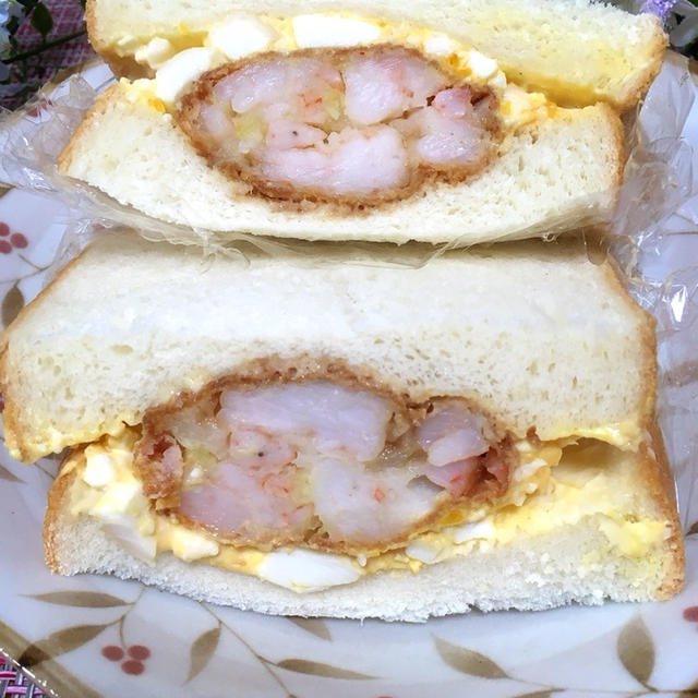 昨日のえびカツからえびカツ卵サンドイッチ！