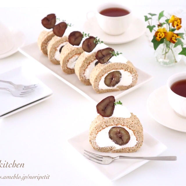 ノンオイルdeふわふわ紅茶&栗のシフォンロール