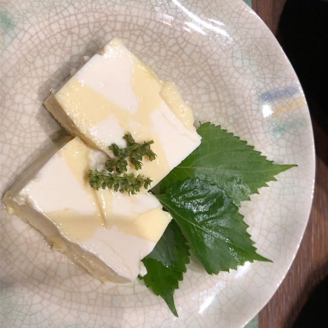 豆乳で作る豆腐入り卵豆腐