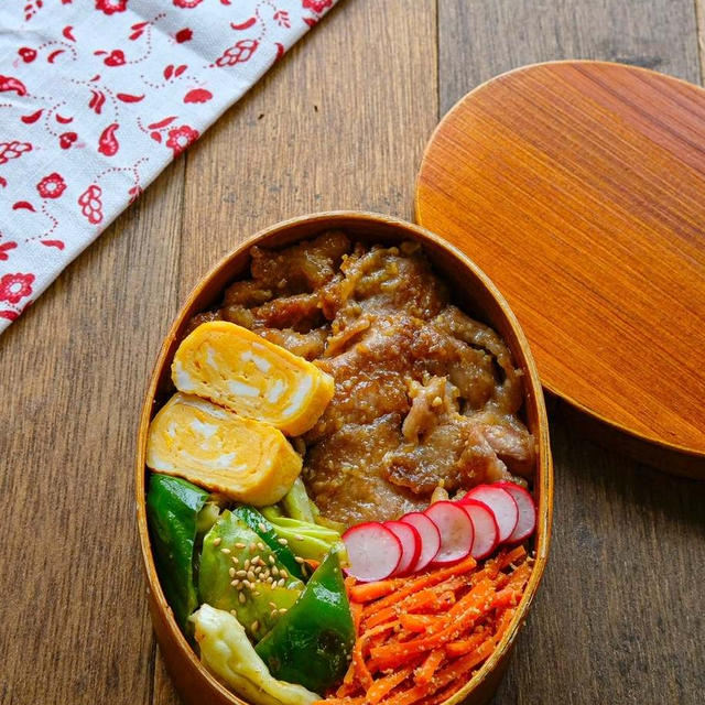 冷めても美味しい♪豚肉の旨味噌ソテー丼弁当