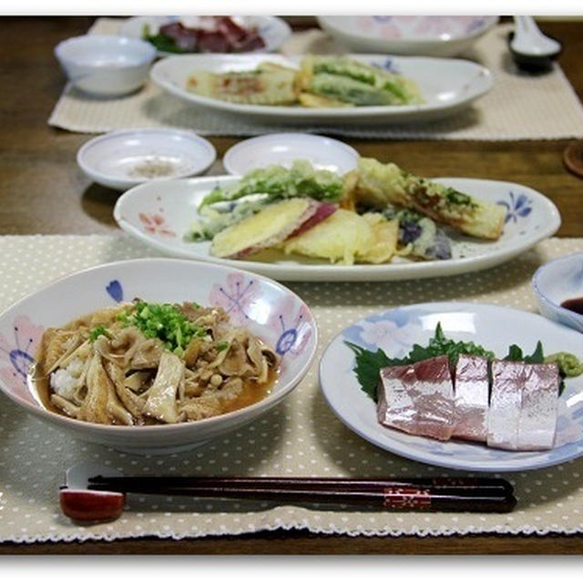 アツアツご飯のきのこあんかけ＆天ぷら