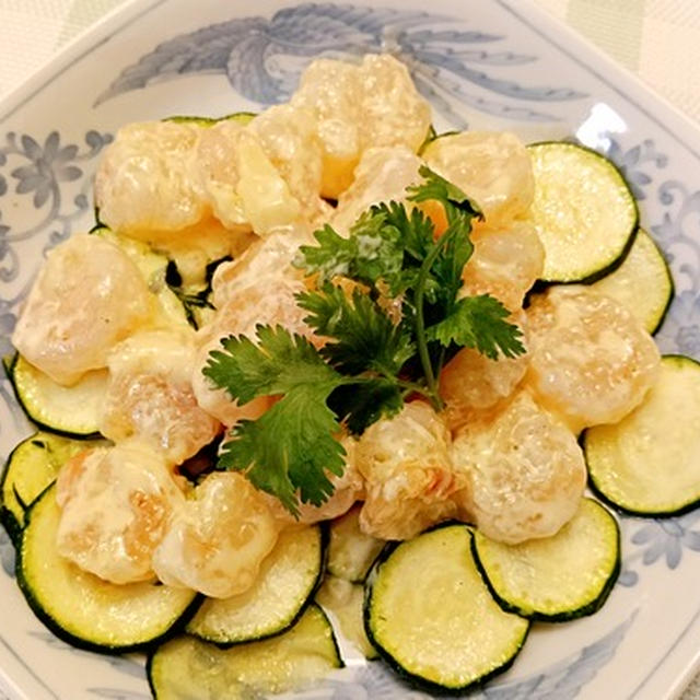ズッキーニが出回り始めたので♪エビのマヨ和えとズッキーニ炒め♡