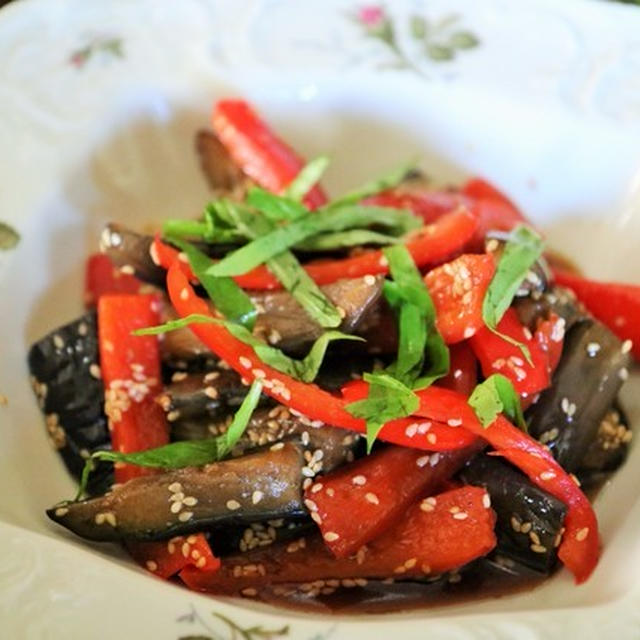 レシピ　バジル風味のなすサラダ