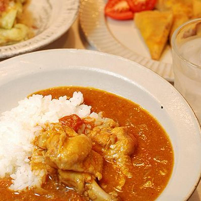 中毒性カレーと春巻きの皮でサモサ