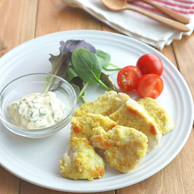 【#鶏むね肉】鶏むね肉のカレー風味ねぎマヨソース