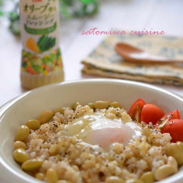 スムージードレで朝カフェ風「たまごかけ玄米ごはん」♡