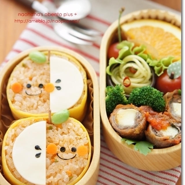 ロールケーキ風オムライスでりんごちゃんのお弁当！