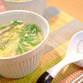 椎茸と水菜のかきたま中華スープ♪