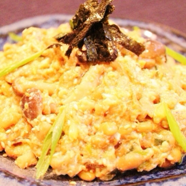 豆腐納豆おかか炒め卵とじ 