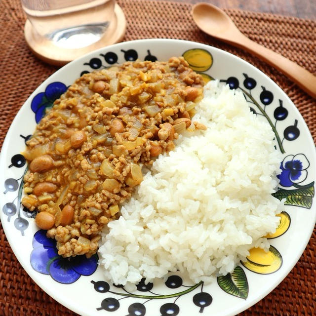 節分のお豆で☆大豆のキーマカレー【#時短　#豆レシピ　#フライパンひとつ】