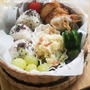 母の日の贈り物♪のお寝坊さんのお弁当☆三つ葉と梅のお握り＆胸肉ナゲット