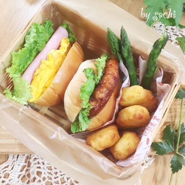 息子の☆バターロールサンド弁当♪