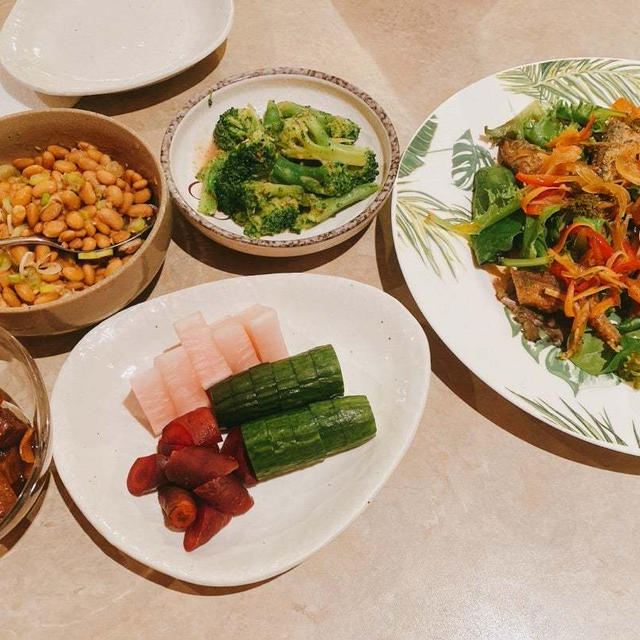 夕飯は納豆で❣️