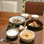 里芋と烏賊の煮物、白菜と鶏団子のスープ