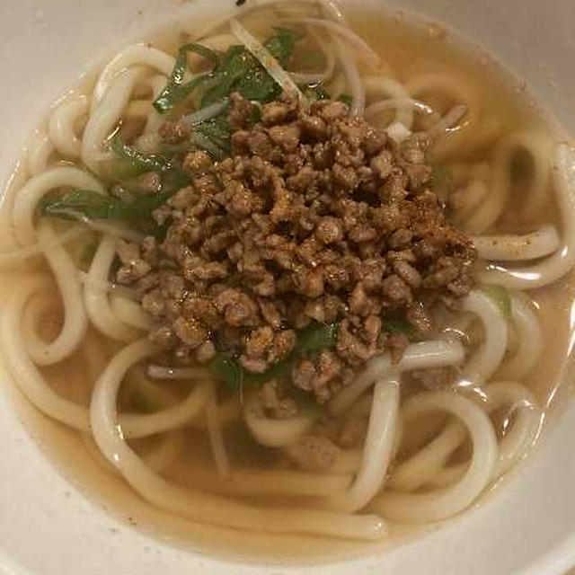 大豆のお肉レトルトミンチで肉うどん風　レシピ