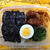 2014/2/3 のり弁！野菜メインのてごねハンバーグが美味しい。ご飯の間には高菜でした。