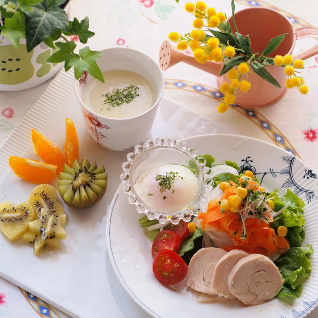 鶏ハムとビシソワーズでワンプレートのブランチ