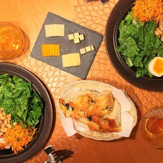 『皮パリチキンプレート』な夜ごはん。