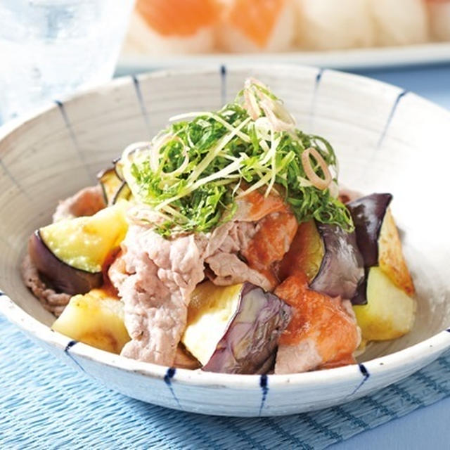 JR大阪三越伊勢丹おすすめrecipe♪「賀茂茄子と牛しゃぶの梅だれがけ」