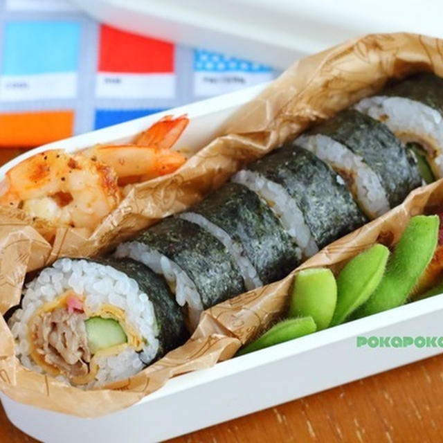 体育祭は「食べやすい弁当」→巻き寿司の弁当と、巻き寿司の分量やコツについて