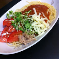早湯で3分ミートサラダパスタ