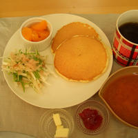 コーンパンケーキで朝カフェごはん