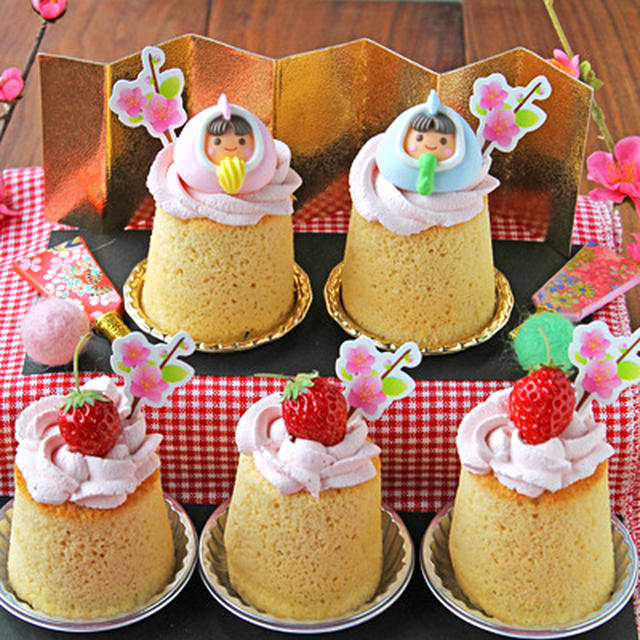 ひな祭りお菓子☆ふんわりミルキーシフォンカップのひな人形