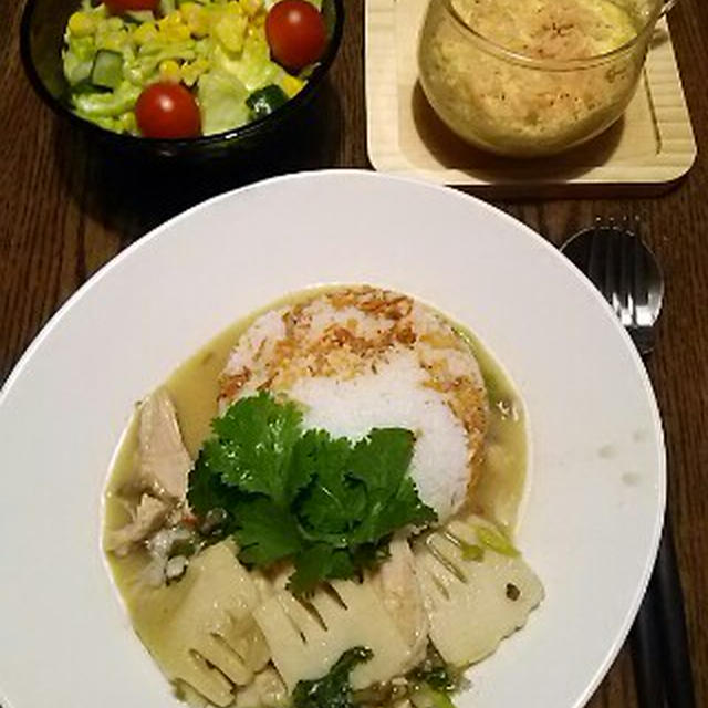 筍を楽しむ：筍と桜海老の茶碗蒸風スープ