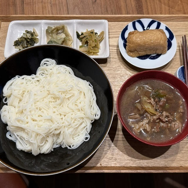 【献立】そうめん、いなり寿司、ケーキ