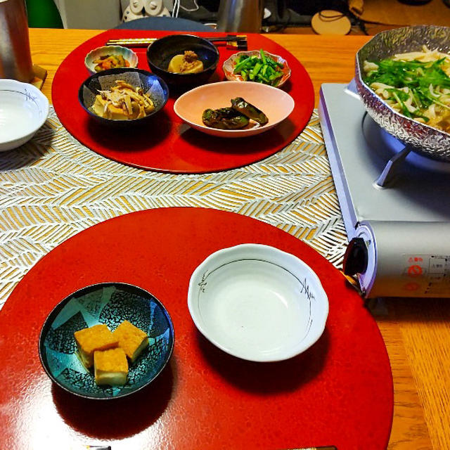 うどんすきと小鉢５品で晩酌。内視鏡検査前日の晩ごはん