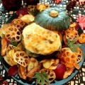 かぼちゃに詰めたきのこリゾット枯葉チップス添え by yuko(曽布川優子）さん