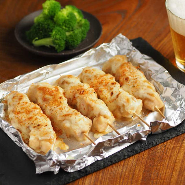 フーディストノート連載、「鶏むね肉のみそチーズ焼き鳥」