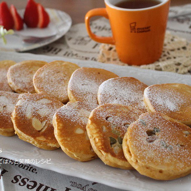 朝ごはん＊きなこのふわふわプチホットケーキで朝ごはん、名古屋めし？