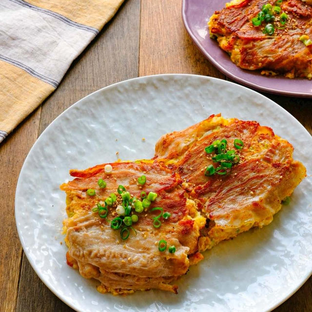 小麦粉不要♪豆腐と春キャベツの豚玉焼き