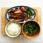 5月26日の朝ごはん。調理時間13分。アジの開き定食♪