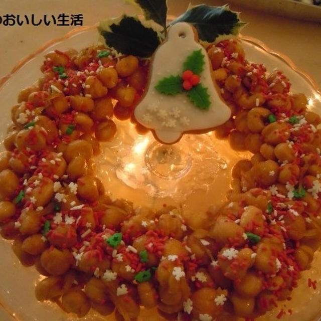 ナポリのクリスマス菓子　ストルッフォリ(Struffoli)をリース風に～♪